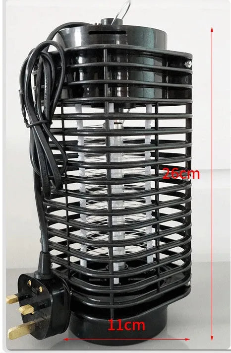 Black hanging electronic mosquito killer unit with metal grid and plastic chassis