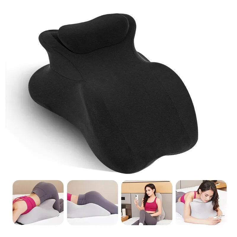 Memory foam kneeling pillow cushion in black with spliced design, 65x50x23cm size