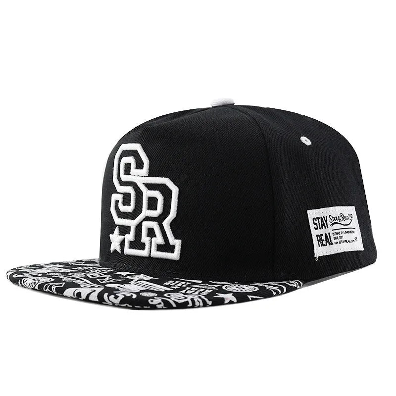 Cotton baseball cap with adjustable strap in black and white colour options