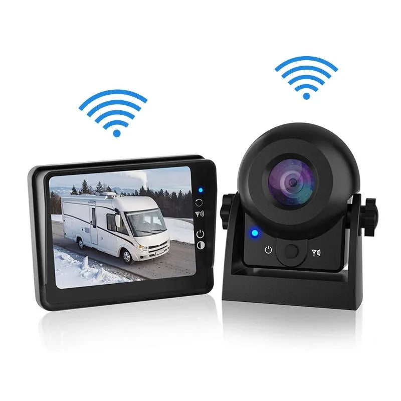 Black wireless reversing camera with 4.3-inch display and infrared night vision for car rear view