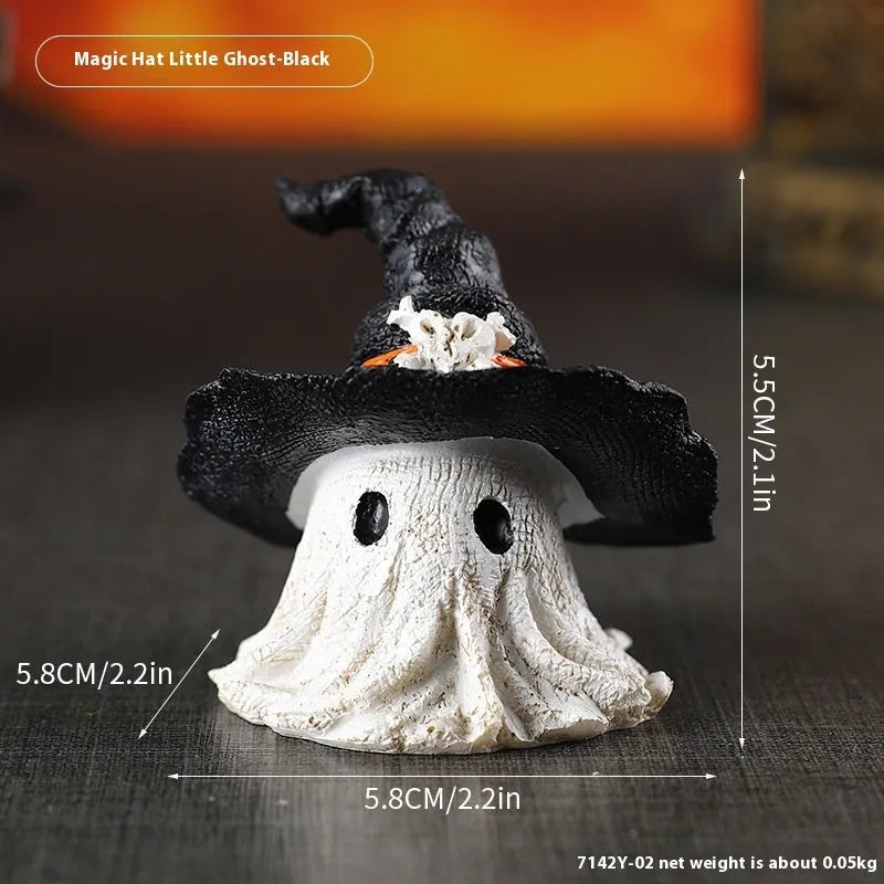 Resin wizard hat ghost ornament for Halloween and Christmas decoration in purple colour