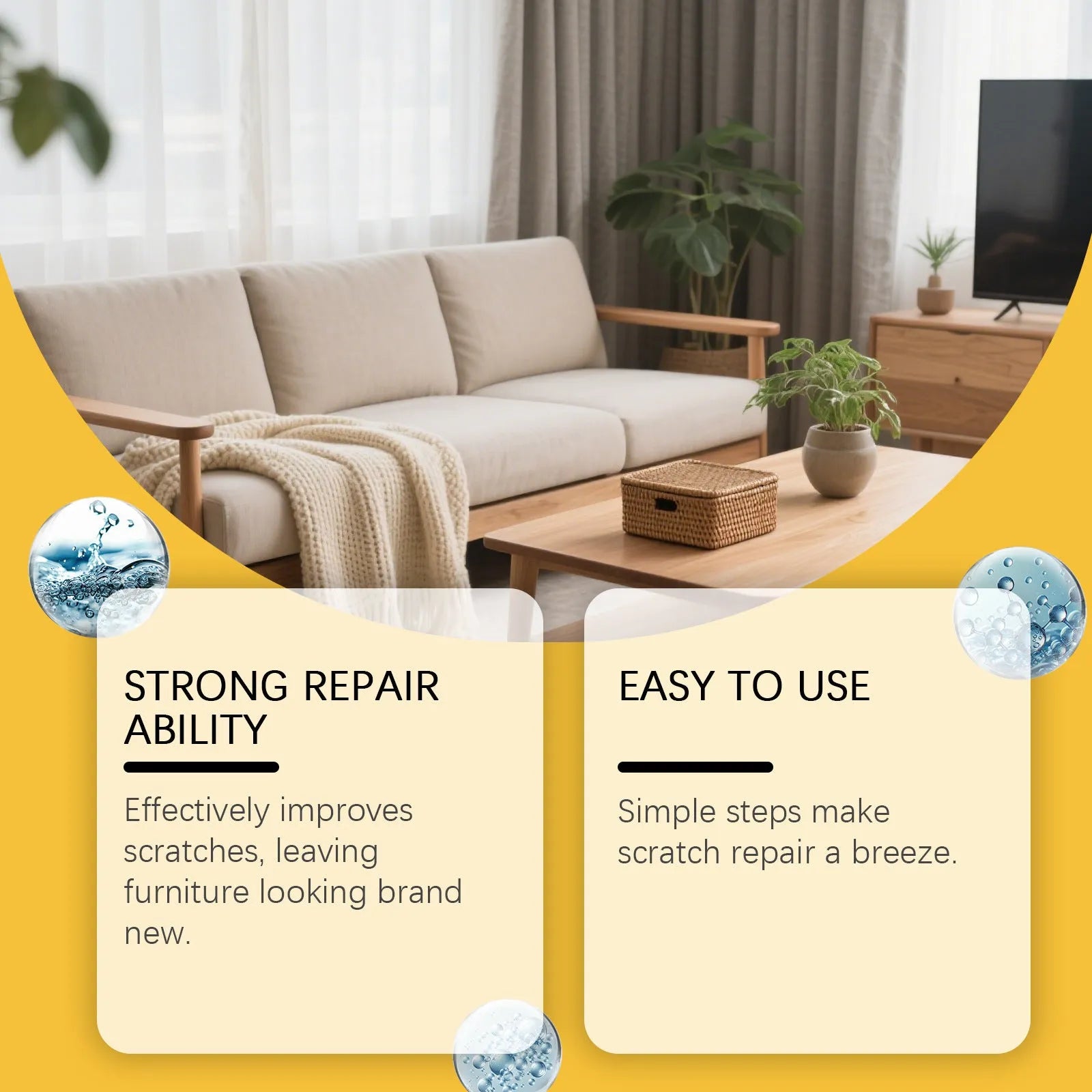 100ml wooden furniture scratch care bottle with 20x20cm polishing towel for surface maintenance