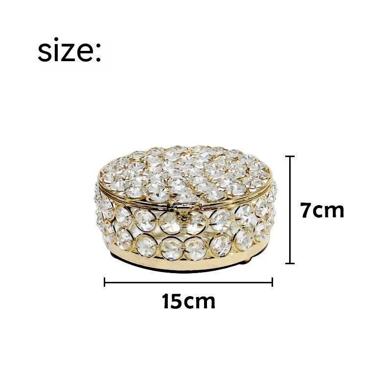 French gold metal jewellery storage box with transparent crystal glass lid and European decorative styling