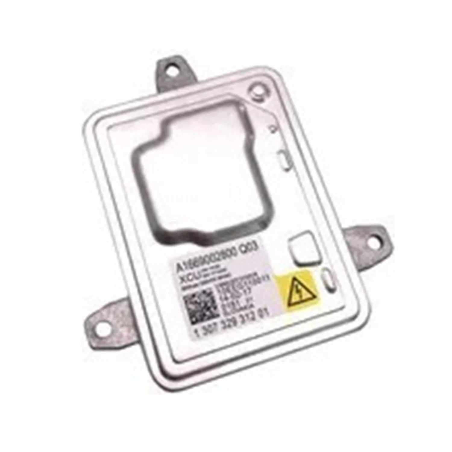 Metal headlight ballast unit showing 14cm x 11cm x 4.5cm dimensions