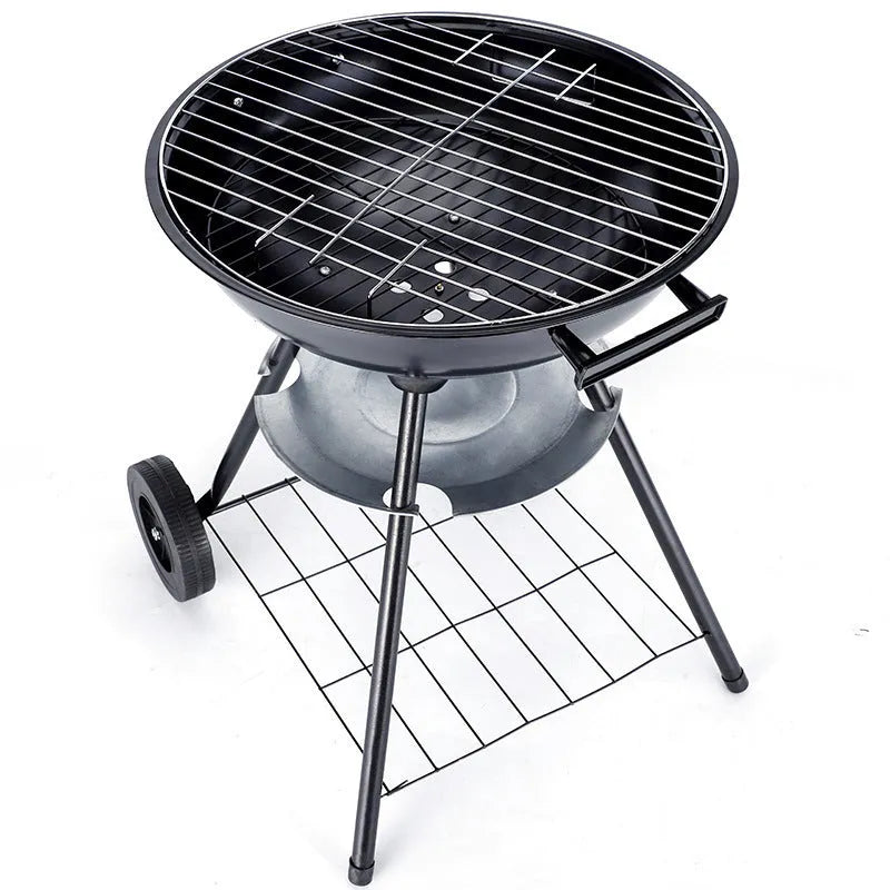 Portable iron barbecue oven with modern 14-inch apple stove design for 3-5 people