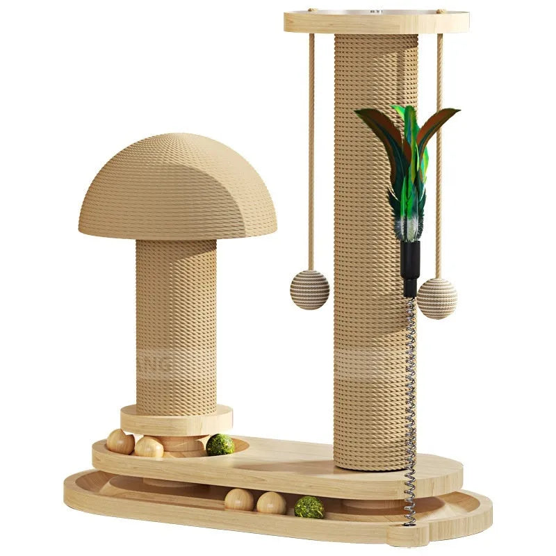 Solid wood cat turntable scratching post with oval rotating design and multiple style options