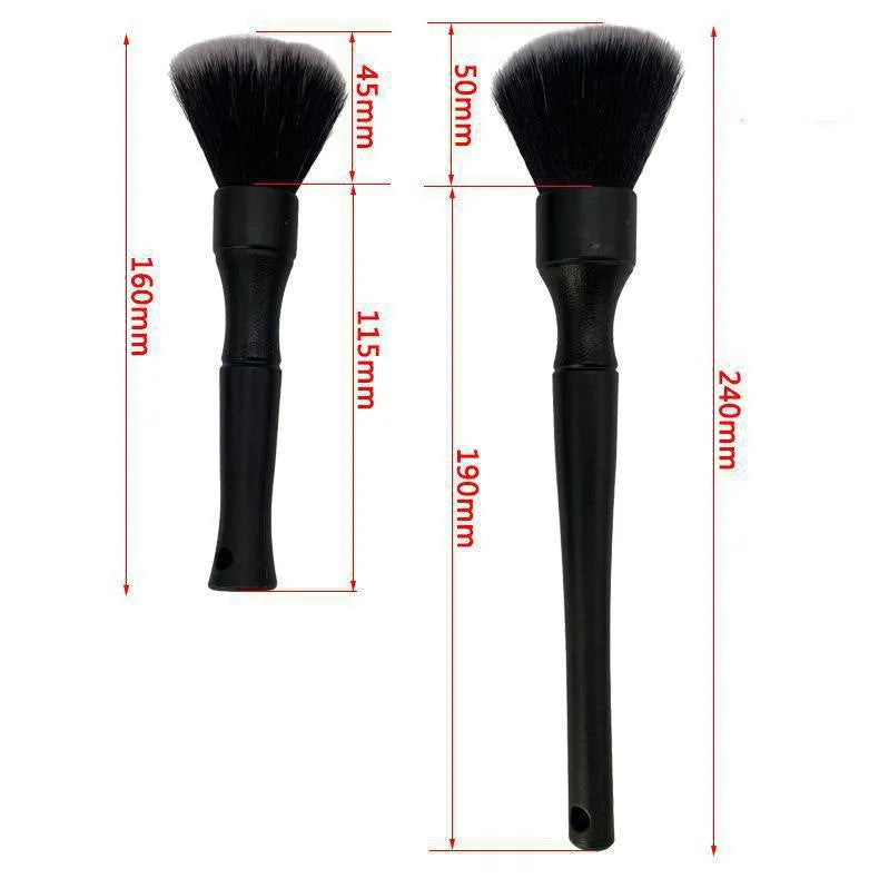 Black car detailing brush with soft pig hair bristles, showing 240mm length.