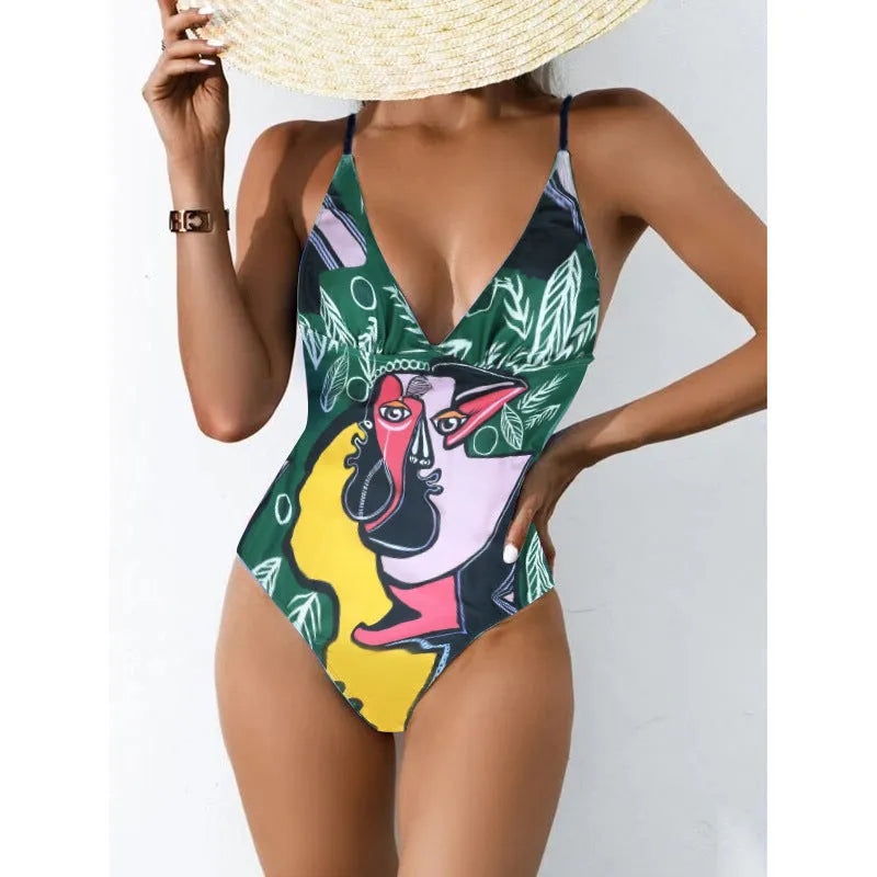 Plus size women's backless one-piece swimsuit in polyester spandex blend with high elasticity