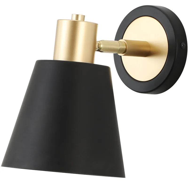 Nordic style iron wall lamp with adjustable lighting options for bedroom or living room