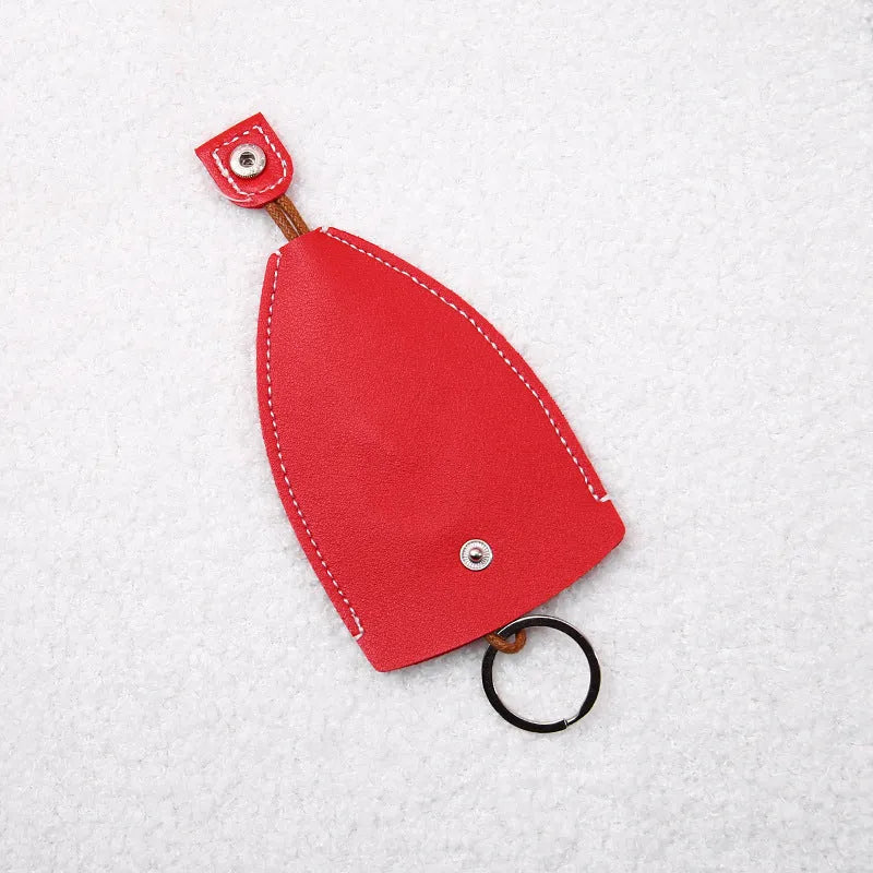 Cartoon design pull-out car key case in PU leather with removable decorative cover