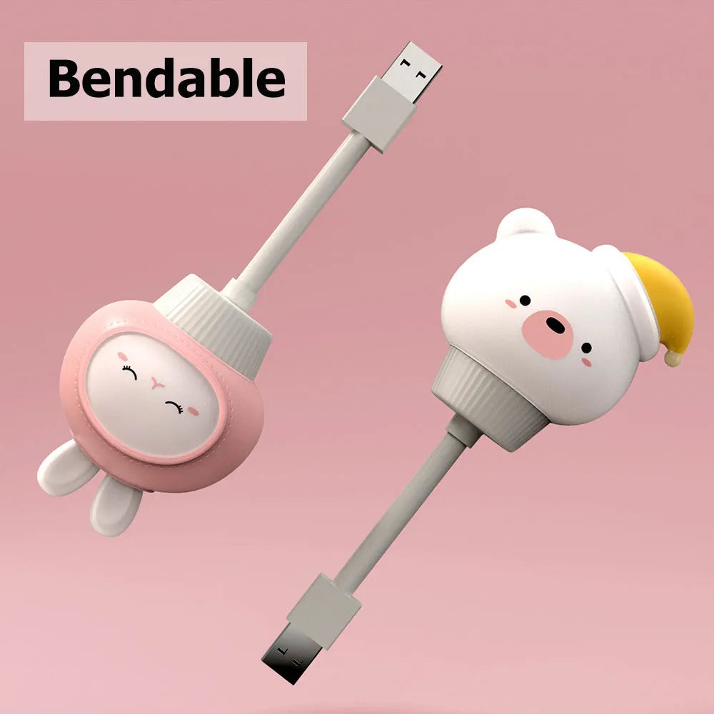 Cartoon animal USB night light in bear shape with soft LED illumination