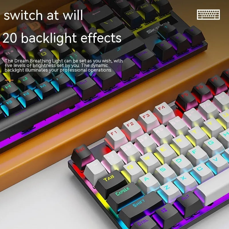 K87 mechanical keyboard in selected colour with green or red switches and metal case