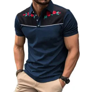Men's short sleeve polo shirt with mesh fabric and zipper decoration detail