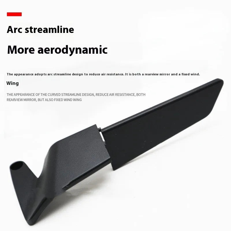 Black universal motorcycle rearview mirror pair with aluminium alloy housing and glass surface