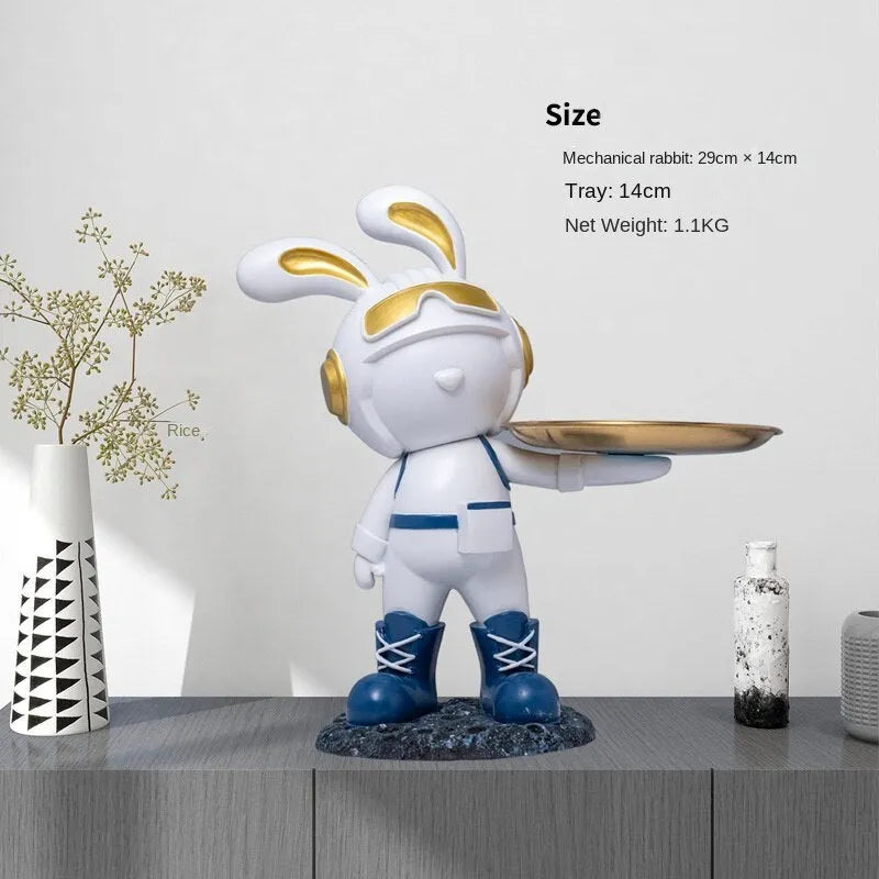 Resin pallet rabbit key storage box in white colour option on a shelf