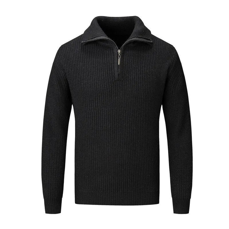 Men's loose fit solid colour pullover sweater in black, camel, dark grey, or white and grey options