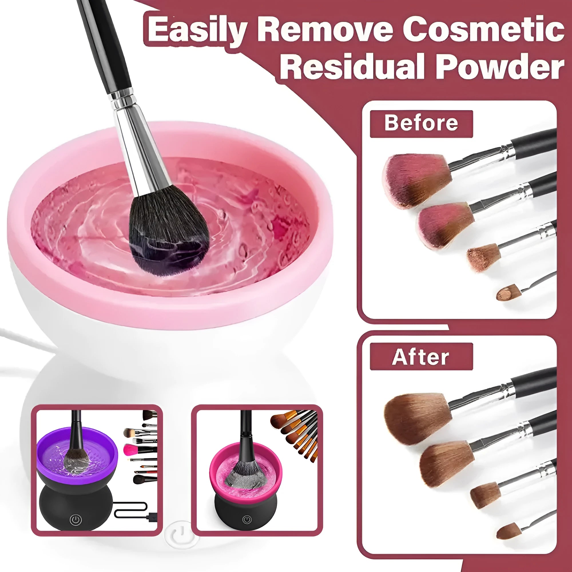 Electric makeup brush cleaner machine 80r/min portable USB