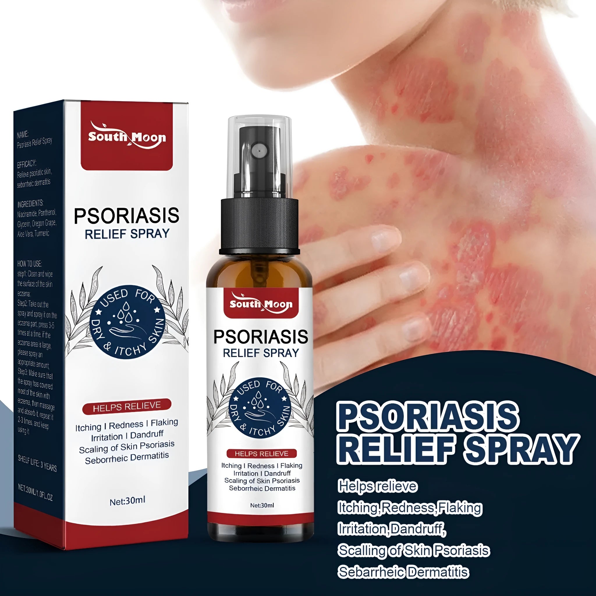 30ml bottle of body care spray with glycerin and aloe vera extract.