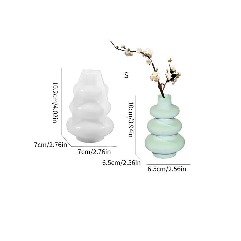 Three-layer circle vase silicone mold in irregular shape for baking and craft projects
