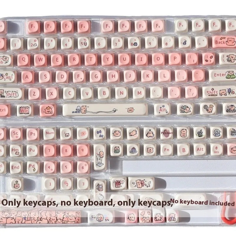 Fragrant Pig character PBT key cap set for mechanical keyboards with pink colour and five-sided sublimation printing