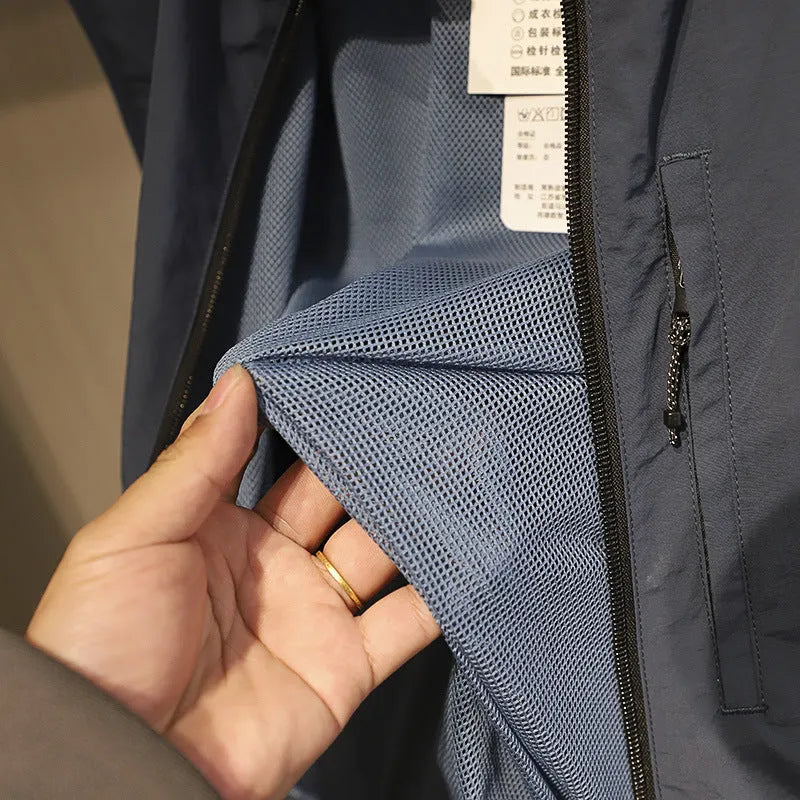 Men's thin nylon quick-drying vest in Army Green with side pockets and a straight cardigan cut.