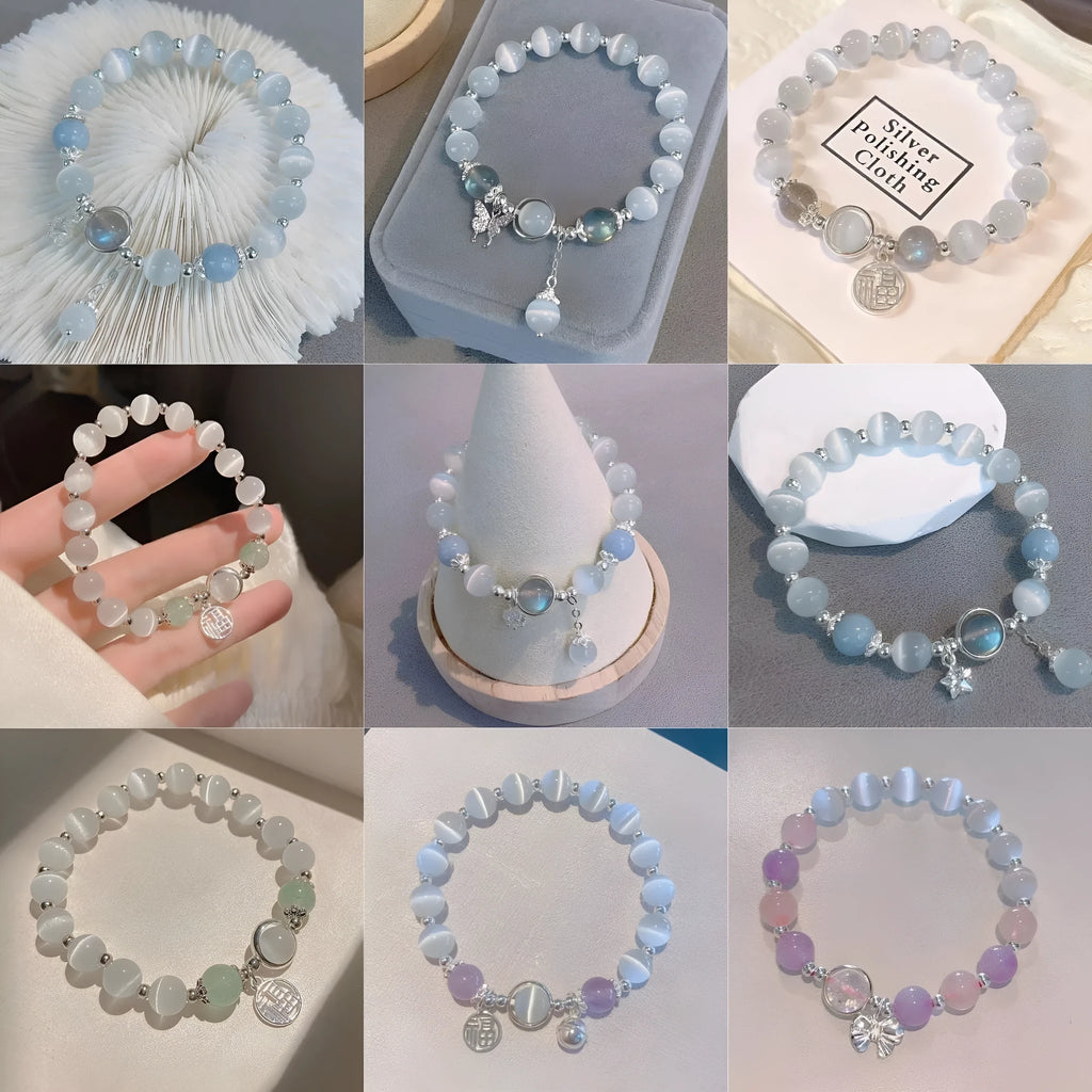 Handmade glass butterfly bracelet in moonlight grey with drop shape design and coloured glass beads