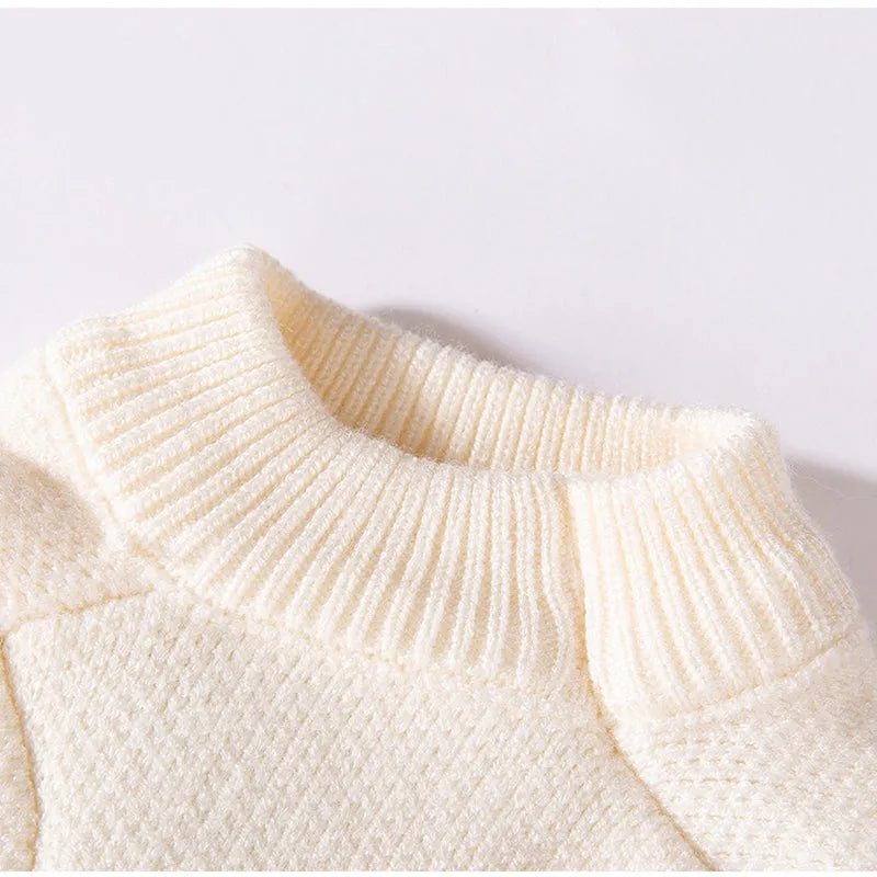 Knitted small dog sweater in white with multicolour Apple and smiley face embroidery