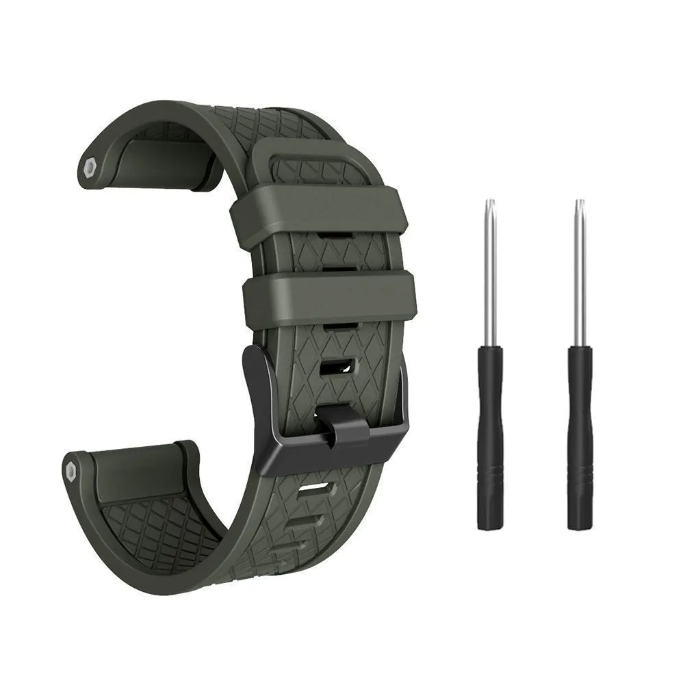 Jiaming compatible 26mm silicone sports watch strap shown in multiple colour options