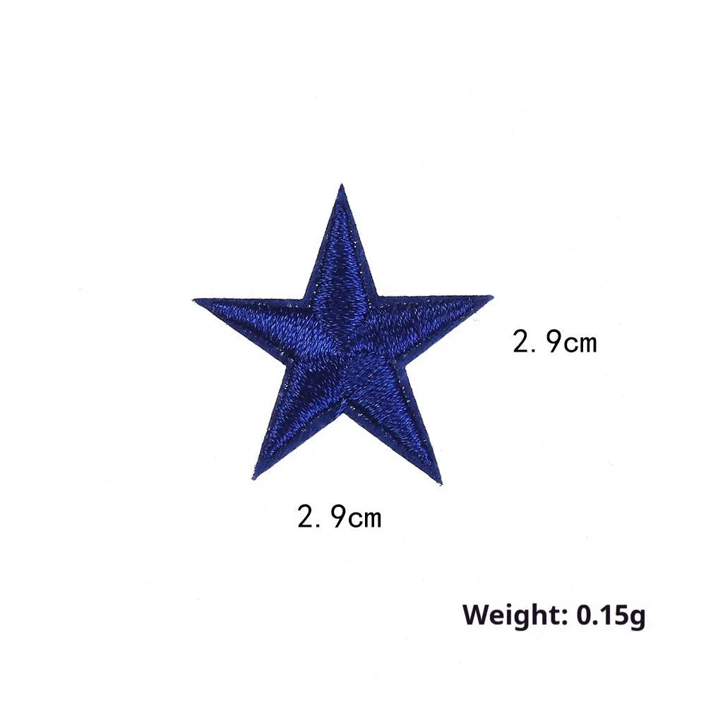 Five-pointed star embroidery label cloth stickers in assorted colours for clothing decoration
