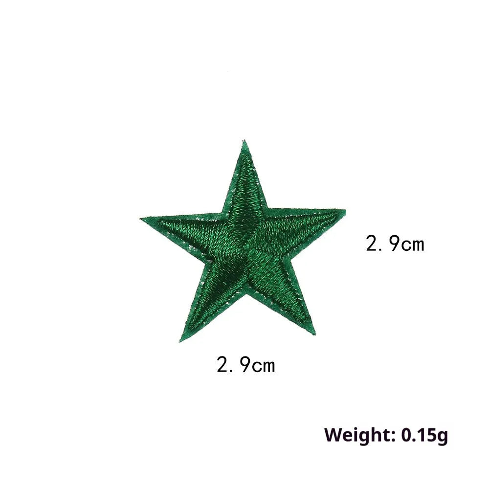 Five-pointed star embroidery label cloth stickers in assorted colours for clothing decoration