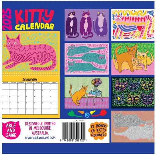 Cat-themed 2024 and 2025 wall calendar planner with monthly pages for home or office