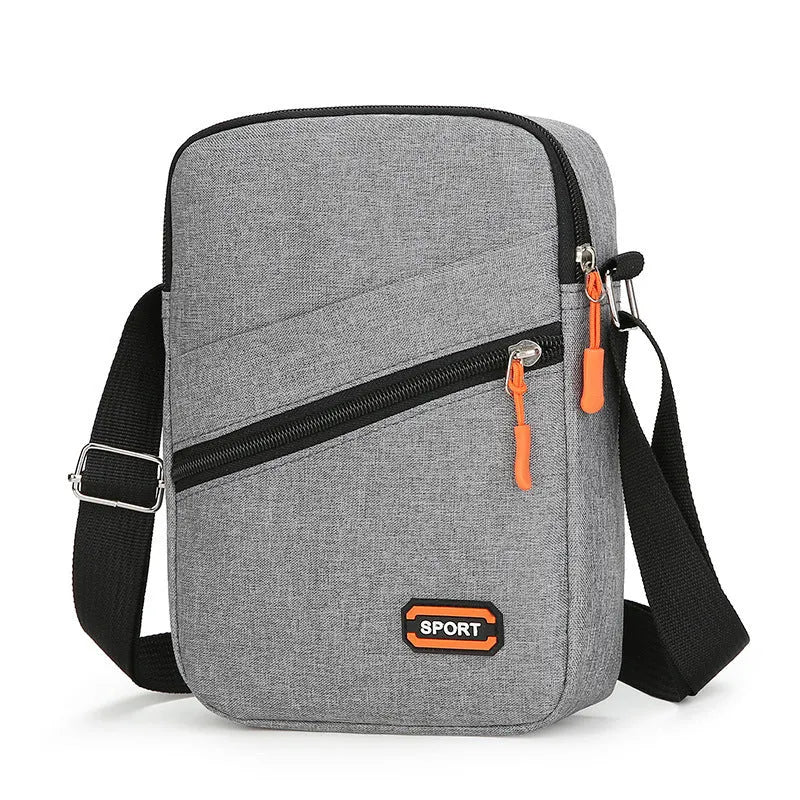 Oxford cloth crossbody commuter bag in black, navy blue or silver grey with urban simplicity styling