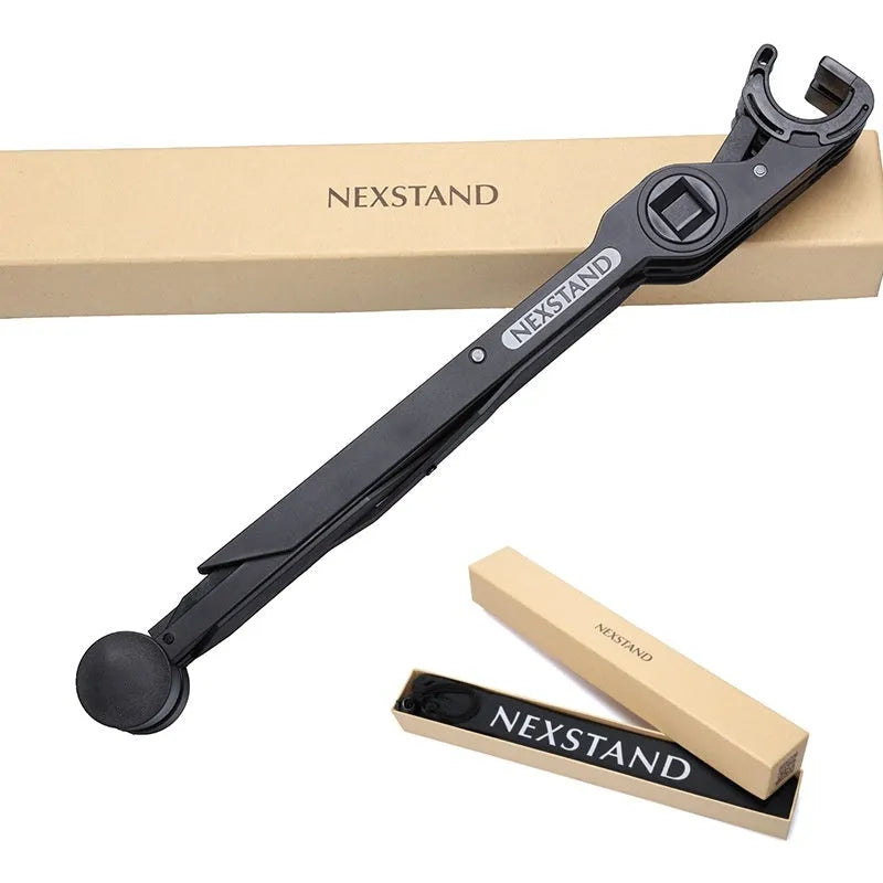 Sagacious black portable folding computer bracket with one-touch lifting mechanism and carrying case
