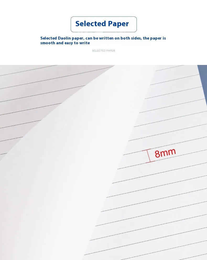 A4 tearable notebook with grid-lined ivory pages and a paper cover.