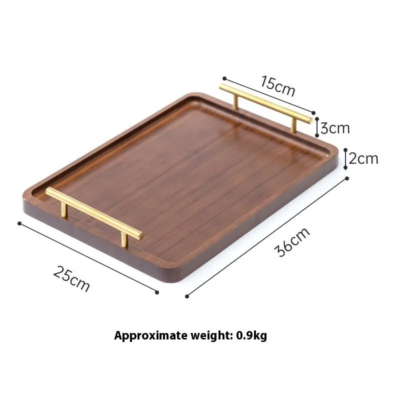 Square bamboo barbecue tray with brown handles in medium and small sizes