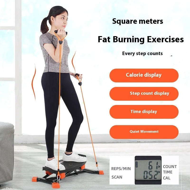 Black JS101A mini indoor fitness skiing machine with elastic hand straps