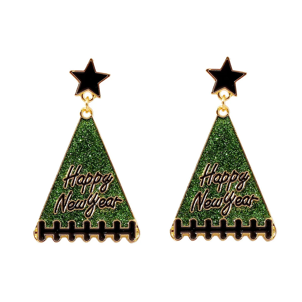 Pair of tree-shaped zinc alloy earrings in multiple colours including pink, green, gray, yellow and red