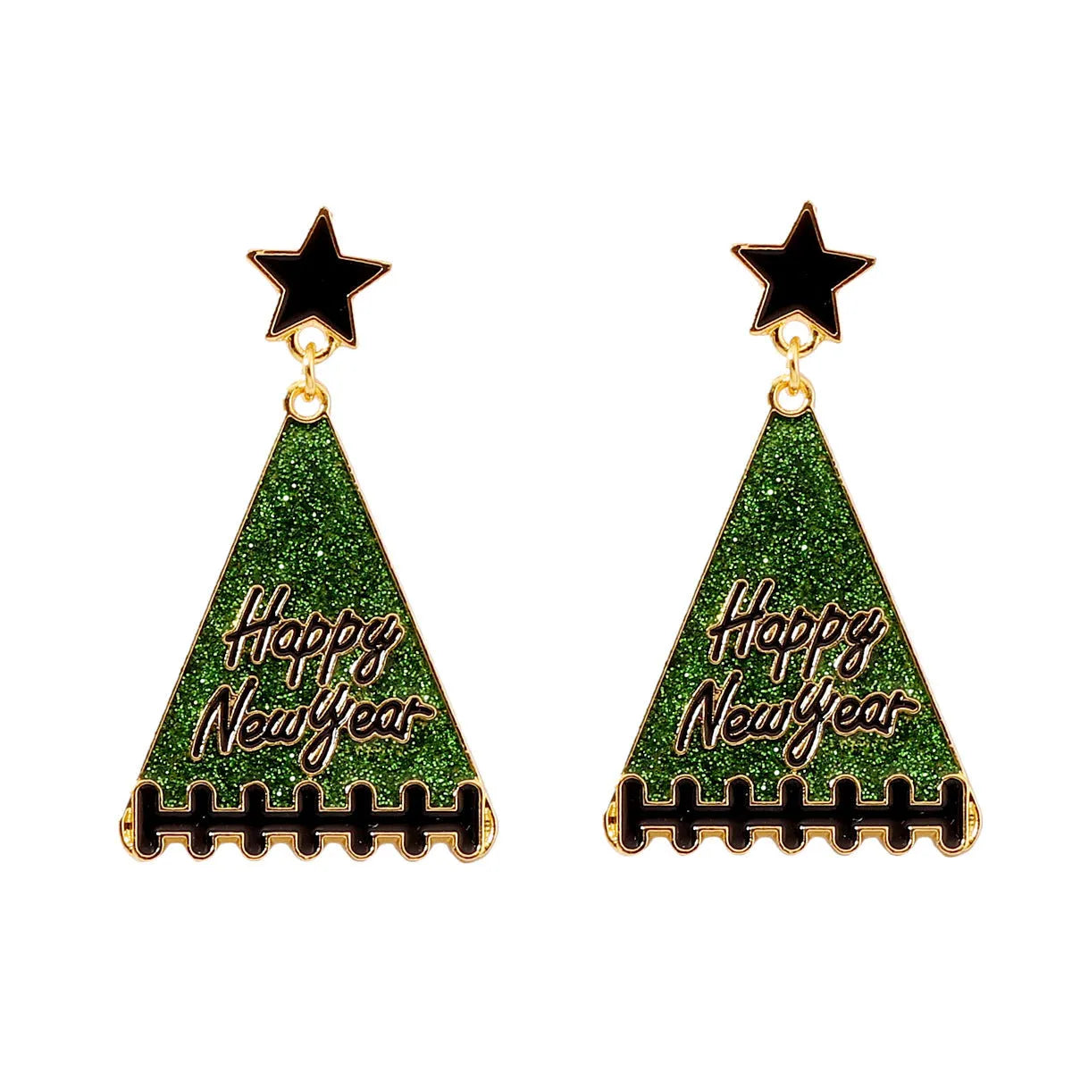 Pair of tree-shaped zinc alloy earrings in multiple colours including pink, green, gray, yellow and red