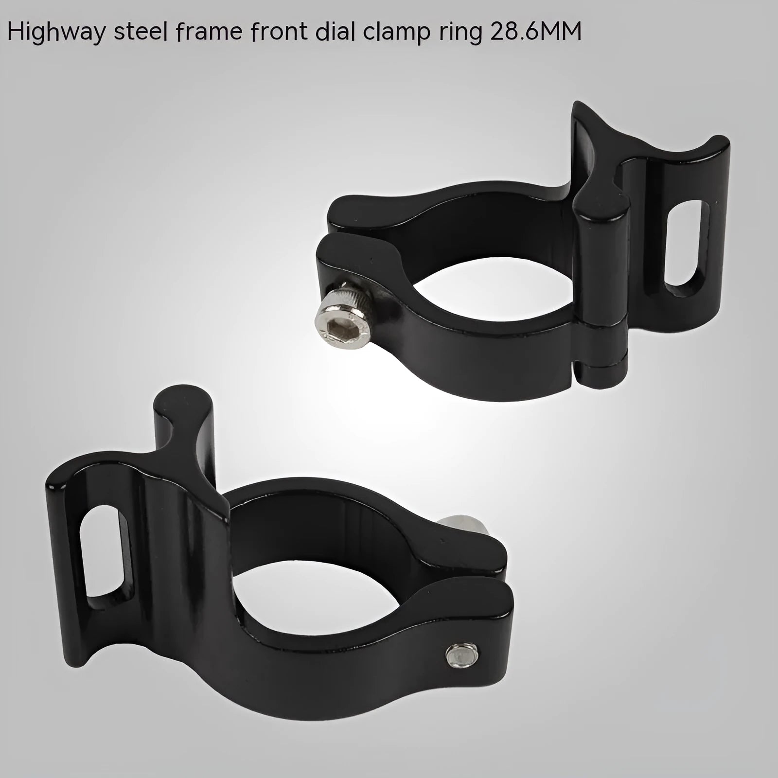 A single black aluminium alloy vehicle clamp ring with a 28.6mm diameter.