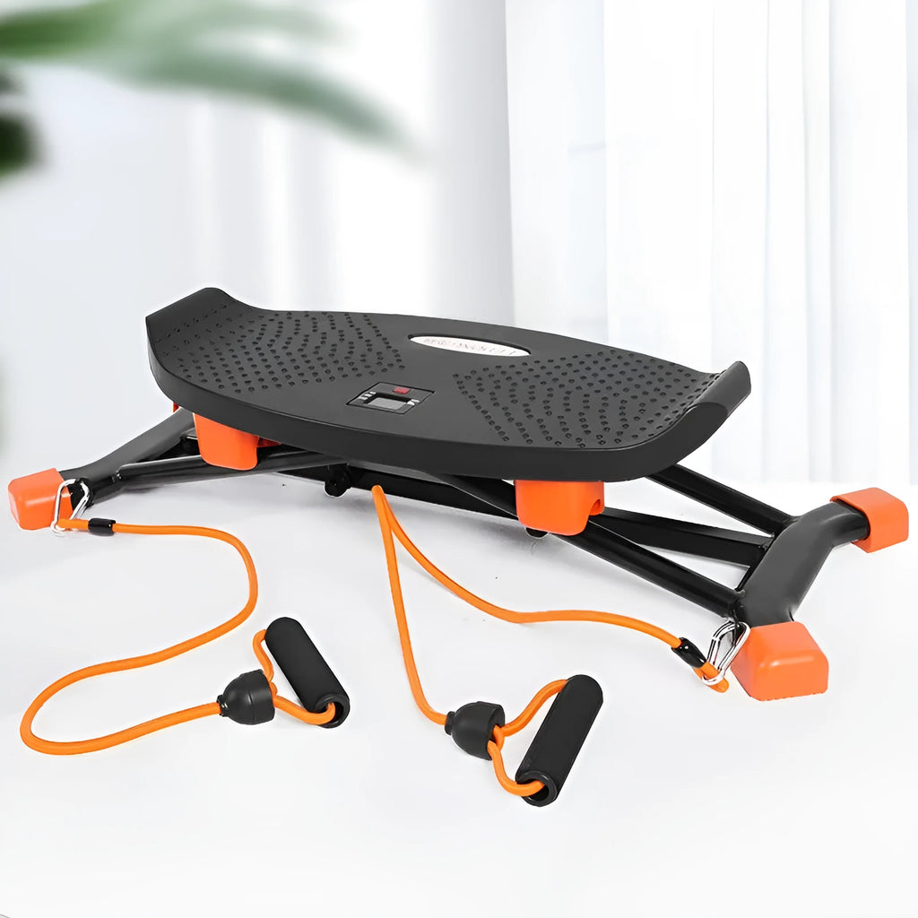Black JS101A mini indoor fitness skiing machine with elastic hand straps