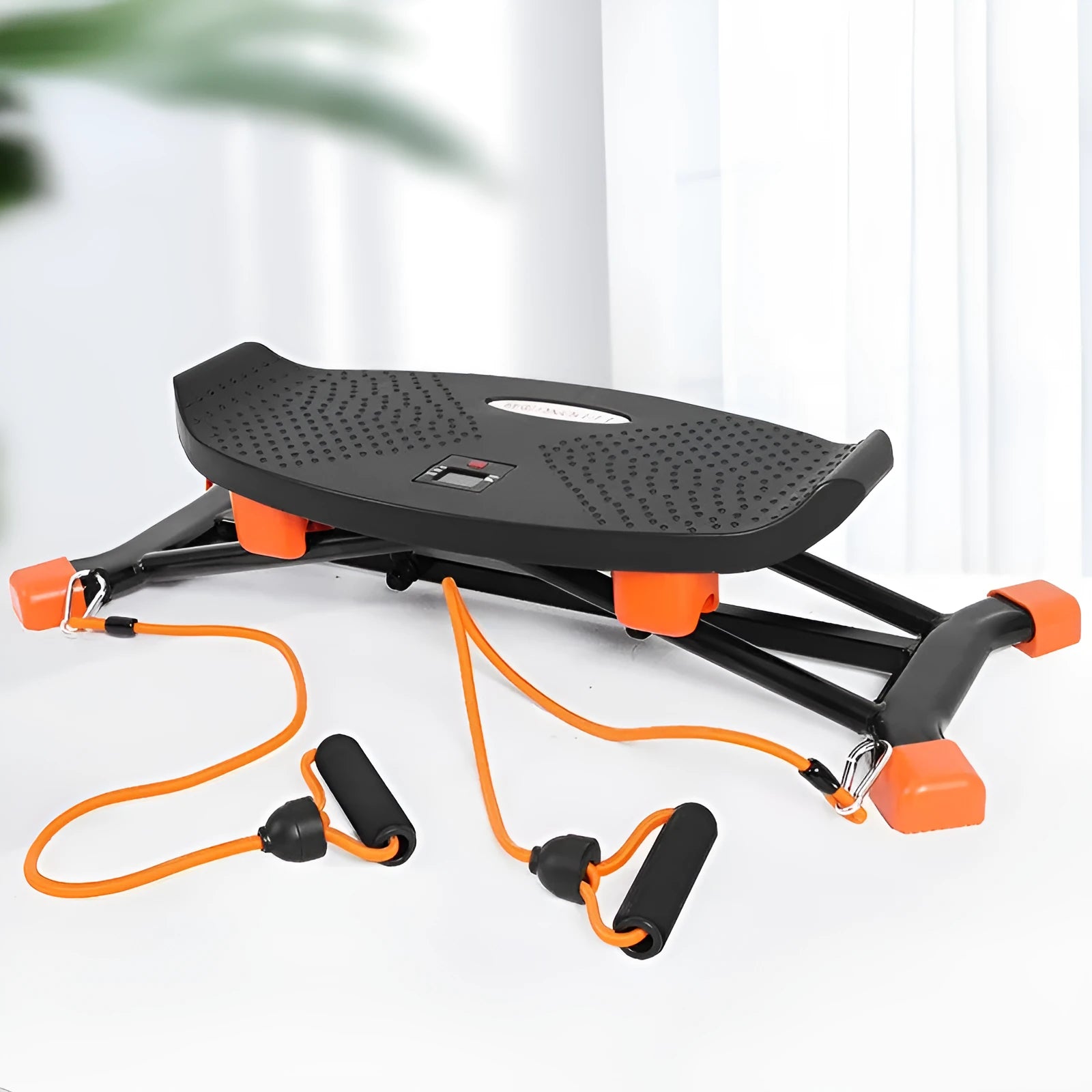 Black JS101A mini indoor fitness skiing machine with elastic hand straps