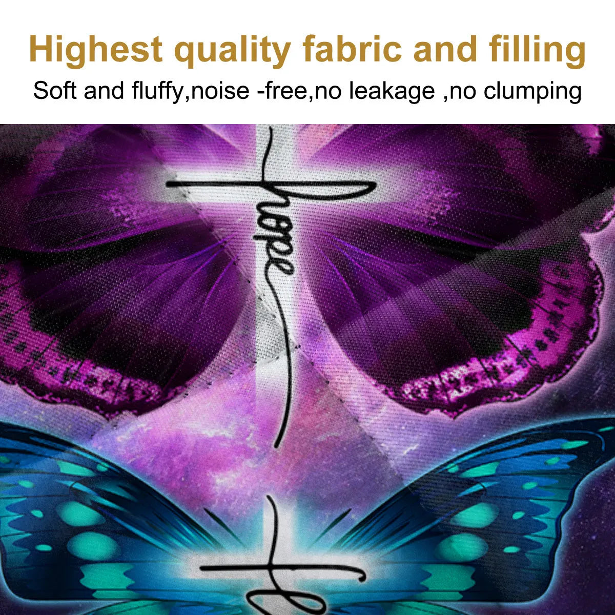 Purple 3-piece butterfly patterned pet themed microfiber bedding set with quilt and two pillow shams