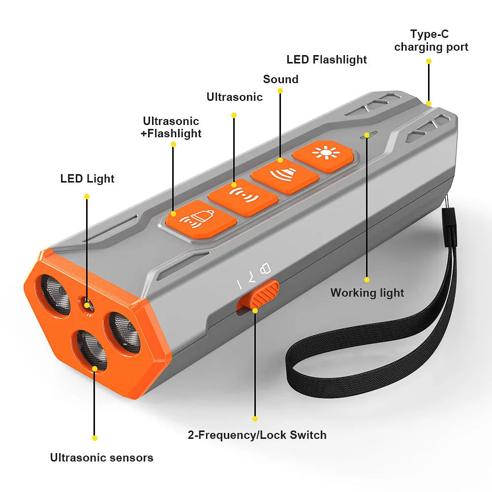 Creative Home Lighting three-head ultrasonic dog trainer in grey orange and black orange colour options