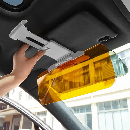 Anti-high beam car sun visor with acrylic lens and telescopic installation for universal vehicle fit