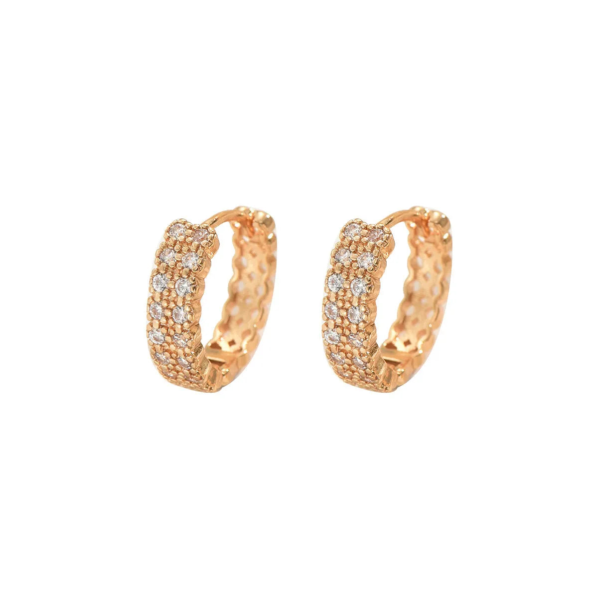 Geometric pattern copper ear studs with round dot ring design in colour DE20288