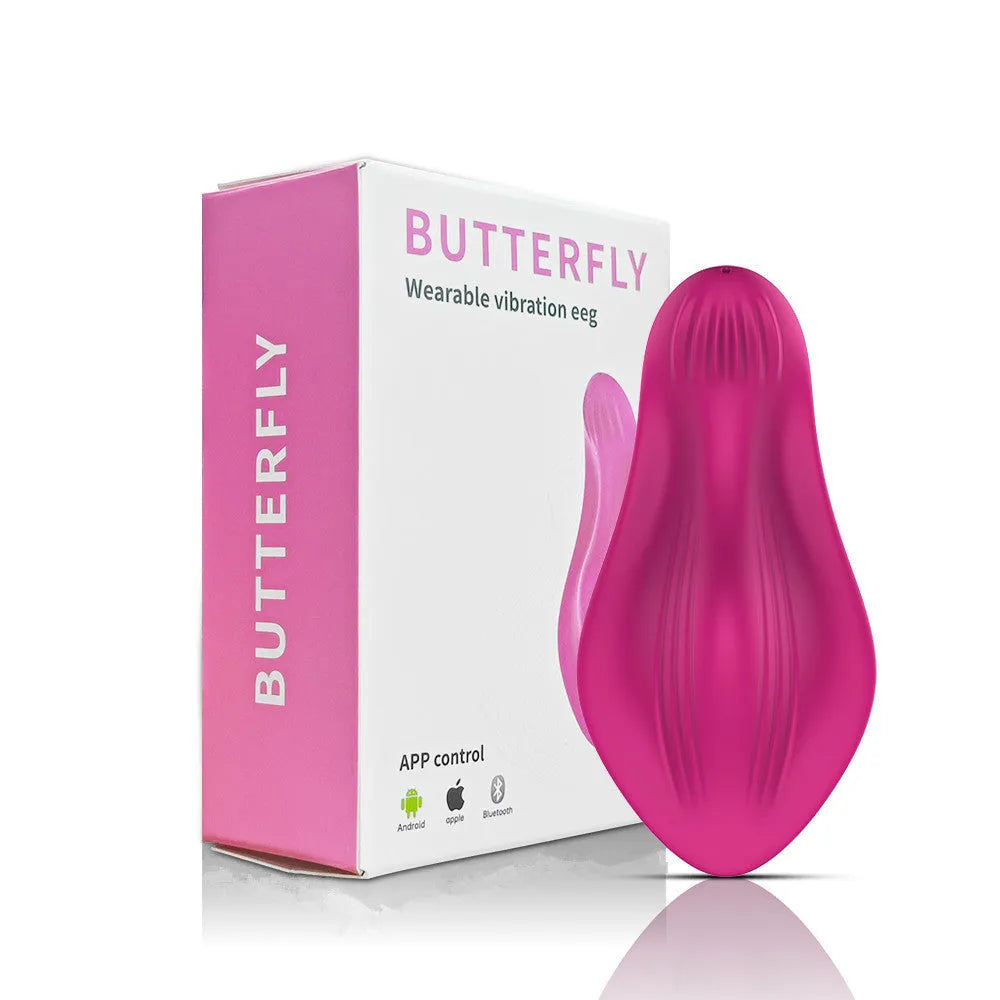 Rose red butterfly-shaped female massager with smartphone app control