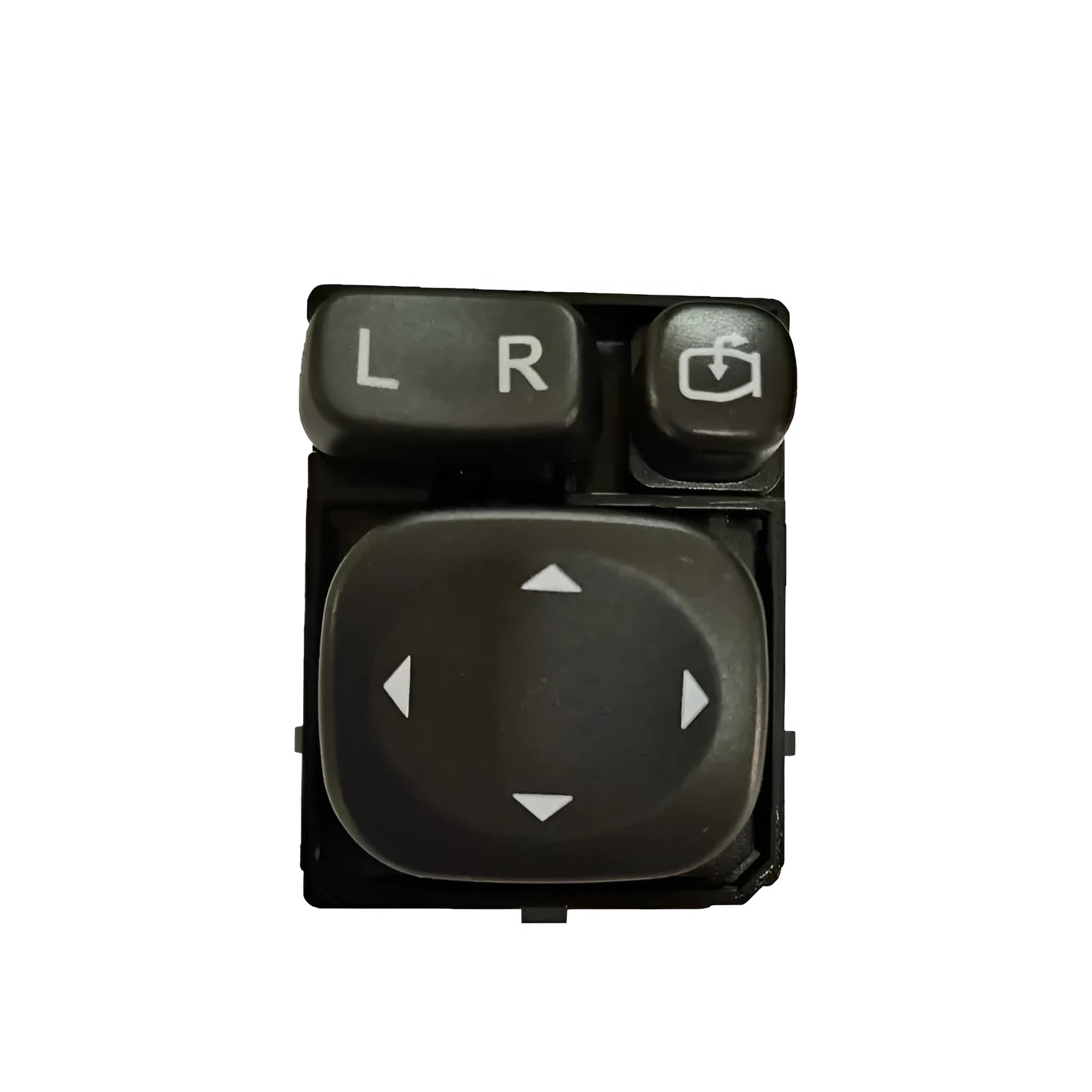 Black plastic power mirror switch for Dongfeng Fengon 580 car.