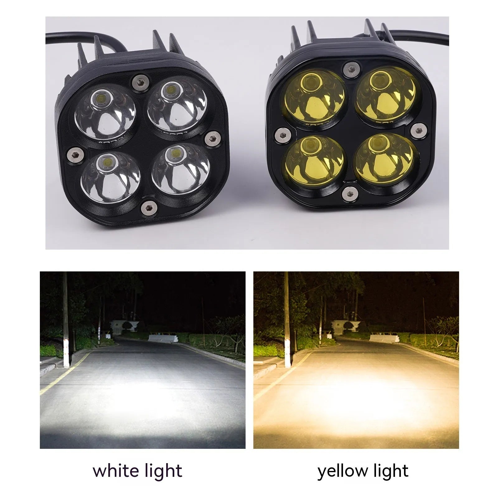 Four-leaf clover design motorcycle spotlight with aluminium base plate for vehicle modification