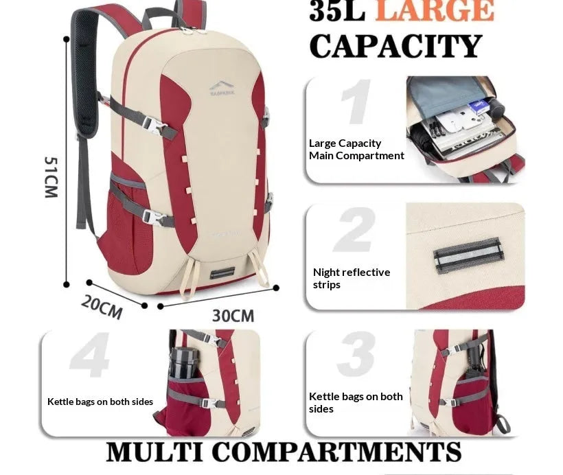 35-litre foldable hiking and cycling backpack in solid colour, ultra-light Oxford fabric, packable design