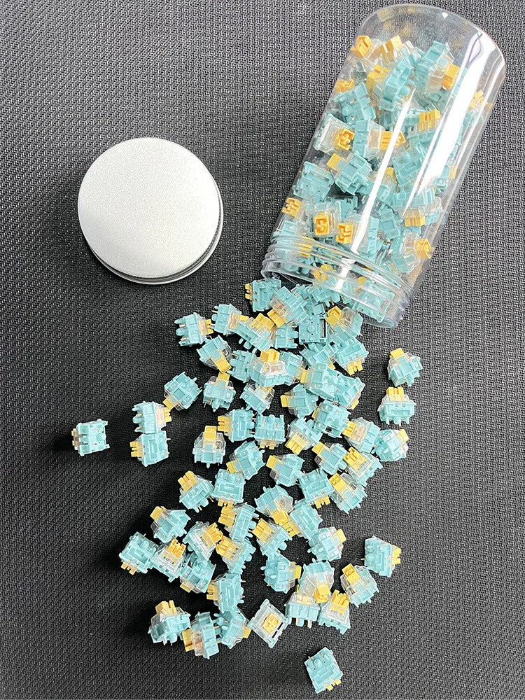 36 Sea Salt Lemon coloured mechanical keyboard switches for hot-swap keyboards.
